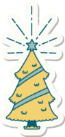 pegatina de un árbol de navidad estilo tatuaje con estrella png