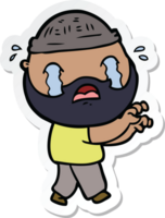 sticker of a cartoon bearded man crying png