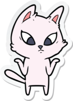 sticker of a confused cartoon cat shrugging shoulders png