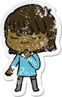 distressed sticker of a cartoon woman png