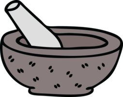 hand drawn quirky cartoon pestle and mortar png