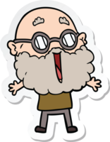 sticker of a cartoon joyful man with beard png