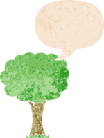 cartone animato albero con discorso bolla nel grunge afflitto retrò strutturato stile png