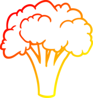 warm gradient line drawing of a Cartoon broccoli png