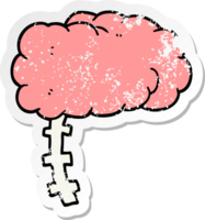 distressed sticker of a cartoon brain png