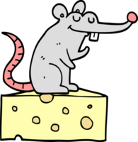 cartoon mouse sitting on cheese png