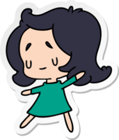 sticker cartoon illustration of a cute kawaii girl png