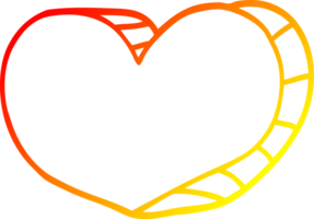 warm gradient line drawing of a cartoon love heart png