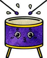 retro grunge texture cartoon of a drum png