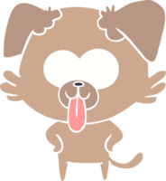 flat color style cartoon dog with tongue sticking out png