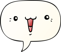 cute cartoon face with speech bubble in smooth gradient style png