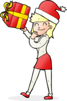 cartoon woman with present png