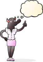 cartoon werewolf woman with idea with thought bubble png