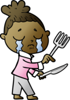 cartoon crying hungry woman pointing png
