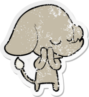 distressed sticker of a cartoon smiling elephant png