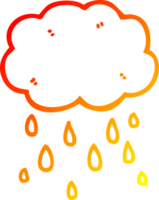 warm gradient line drawing of a cartoon cloud raining png