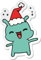 main tiré Noël autocollant dessin animé de kawaii extraterrestre png