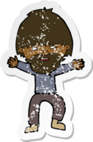 retro distressed sticker of a cartoon happy man with beard png