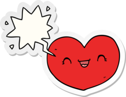 desenho animado amor coração com discurso bolha adesivo png