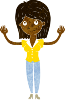 cartoon woman holding up hands png