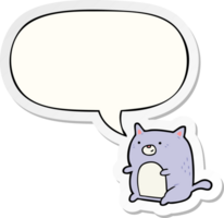 dessin animé chat avec discours bulle autocollant png