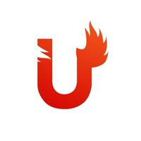 Letter u with fire logo template illustration vector