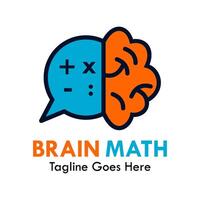 Brain math logo template illustration vector