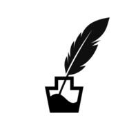 hipster vintage Feather quill pen logo illustration vector