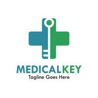 Medical key logo template illustration vector