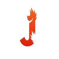 Letter j with fire logo template illustration vector