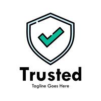 Trusted design logo template illustration. there are shield with true symbol vector