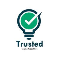 Trusted design logo template illustration. there are bulb with true symbol vector