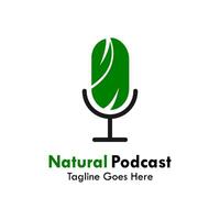 natural podcast logo modelo ilustración vector