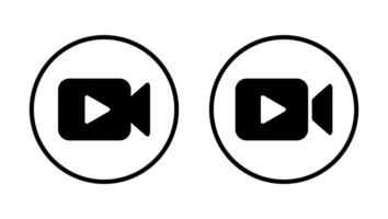 Play video icon vector on circle line. Player app concept