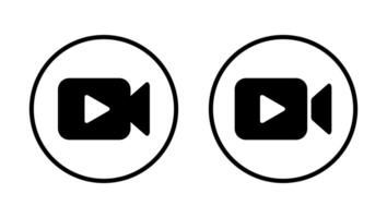 jugar vídeo icono vector en circulo línea. jugador aplicación concepto