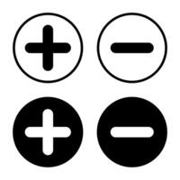 Plus and minus icon vector on black circle. Positive and negative sign symbol