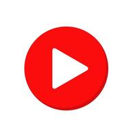 Play button icon vector on red circle
