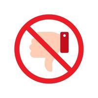 No thumb down sign icon vector. dislike with prohibition symbol vector