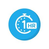 1 hour clock icon vector in flat design