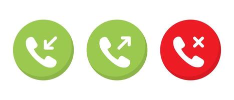 Incoming, outgoing, and missed call icon vector in flat style