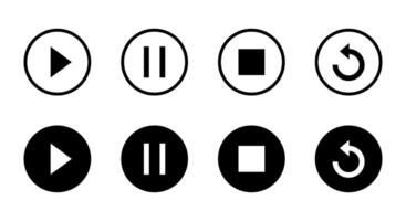 Play, pause, stop, and replay icon vector. Elements for video streaming app vector