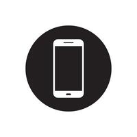 Cellphone, smartphone icon vector on black circle. Mobile phone concept
