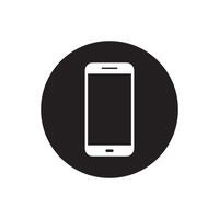 Cellphone, smartphone icon vector on black circle. Mobile phone concept