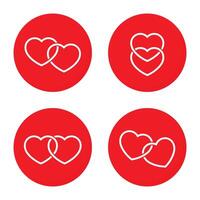 Two heart icon vector in flat style. Double love sign symbol. Romantic greeting concept