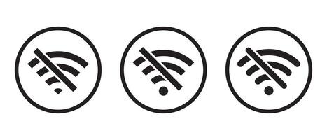 No wifi sign icon vector circle line. Disconnected wireless network sign symbol