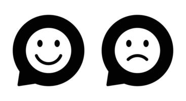 Happy and sad face emoji icon on speech bubble vector