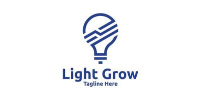 logo design smart growth, brain, growth, bulb, lamp, logo design template, symbol, creative idea. vector