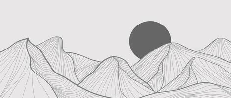 Hand drawn Mountain line arts illustration. Abstract mountain contemporary aesthetic backgrounds landscapes. use for print art, poster, cover, banner vector