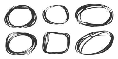 Hand drawn scribble line circles. Doodle circular for message note mark design element. vector illustration