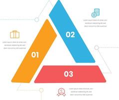 infographic triangle concept for slide presentation with 3 point list with flat style free vector